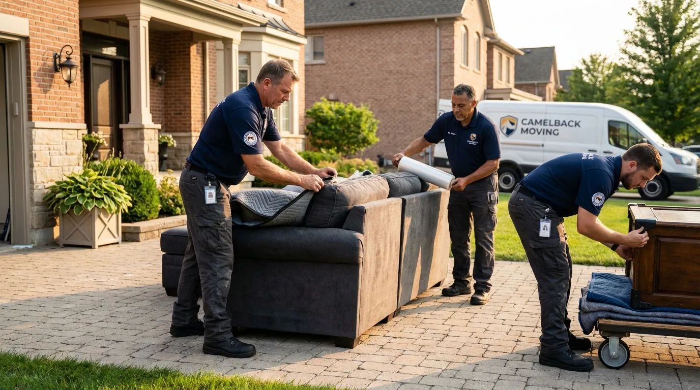 Large estate moving crew wrapping furniture in Luxora, AR
